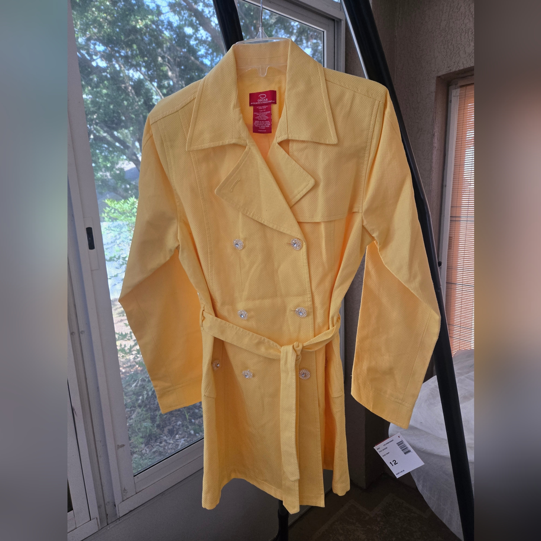 Brand New Oscar De La Renta Yellow Womens Trench Coat